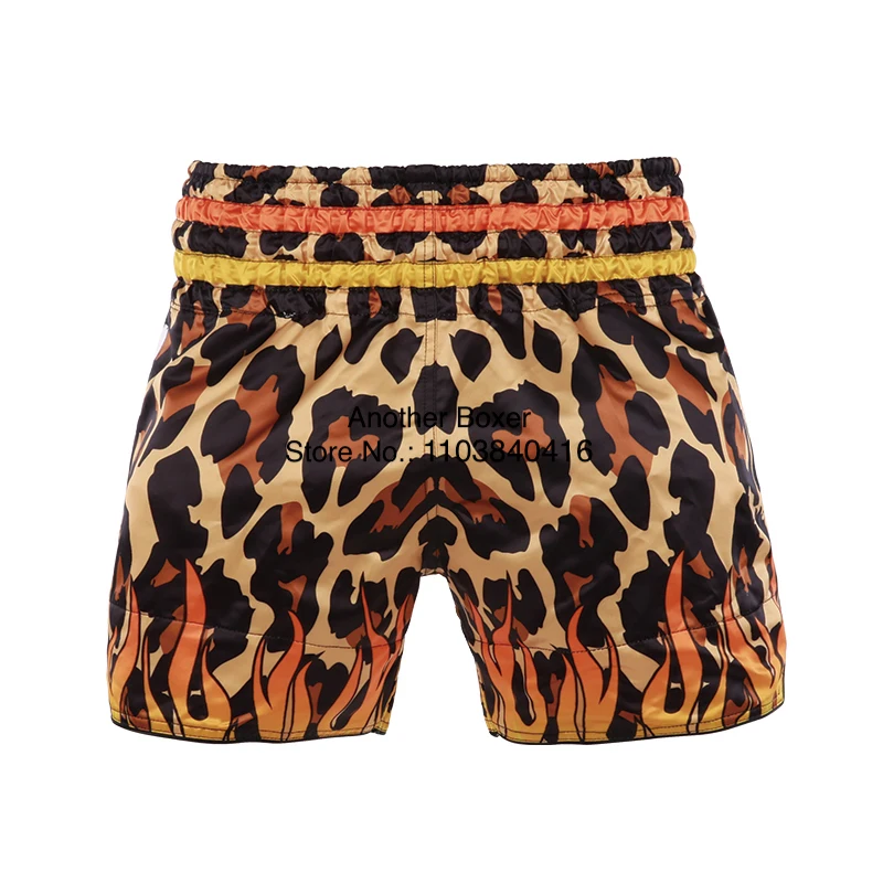 Boxing Shorts Men Leopard Print Muay Thai Shorts Women Child Satin Gym Martial Arts MMA Grappling Kickboxing Cage Fighting Pants
