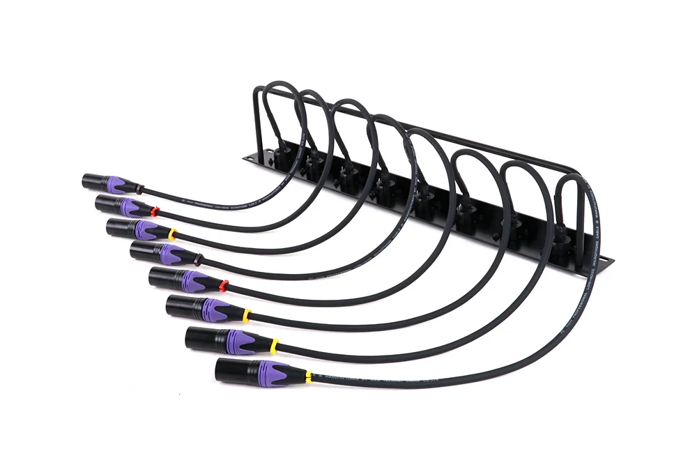 8-Loch-3-polige XLR-Stecker-Mikrofon buchse an 3-poliges XLR-Audio kabel, kunden spezifisches 8-Wege-1U-Gehäuse xlr Audio-Jumper-Rack – Detail 6