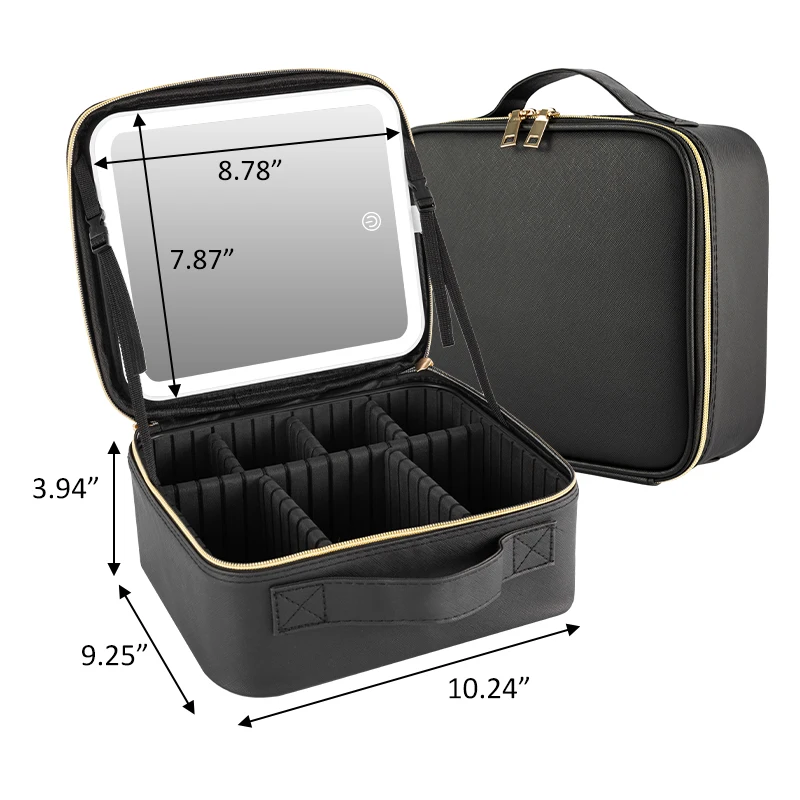 Travel Makeup Bag with Adjustable LED Light Cosmetic Organizer Case Portable Storage Pouch for Toiletry Cosmetics Holidays Gift