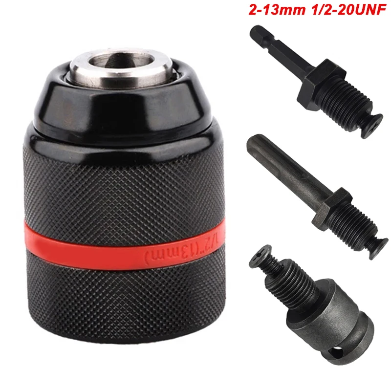 4 teile/satz, 2mm ~ 13mm Gewinde Metall Schnellspannbohrfutter, 1/2-20UNF Schnell Ändern, umwandlung Schaft (Hex/SDS-Plus/Socket Square Adapter)