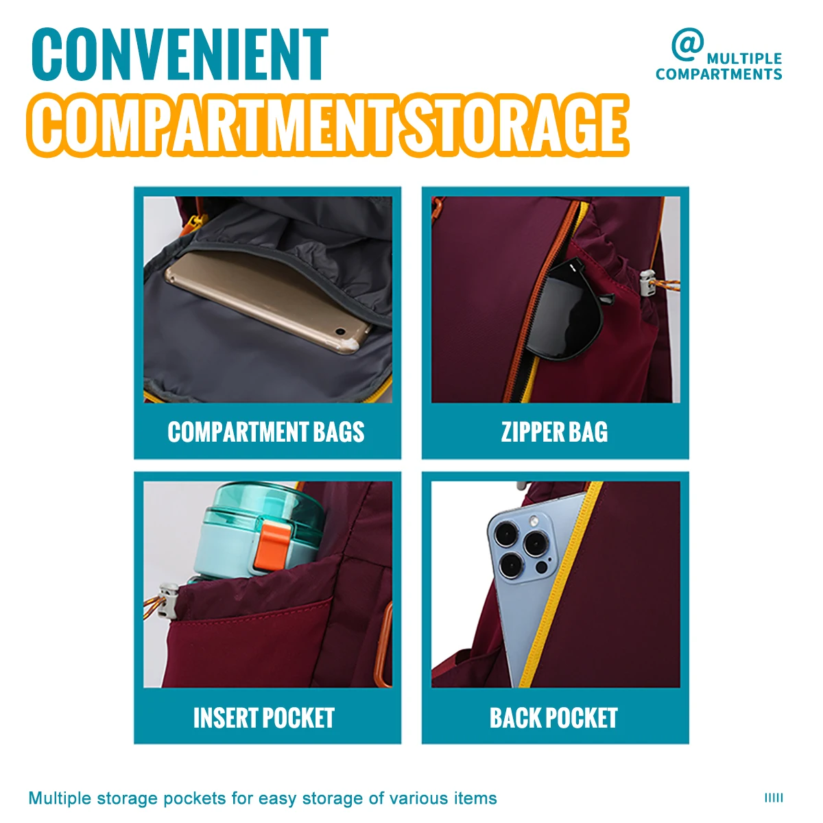 WRELS Sports Backpack Large Capacity Gym Bag Waterproof Anti-Theft Travel Backpack Lightweight Outdoor Camping Cycling Backpack