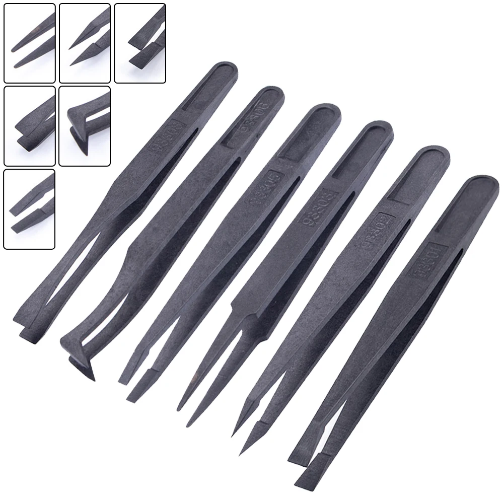 1pc Anti-Static Carbon Fiber Tweezers Precision Maintenance Industrial Repair Tool False Eyelash Tweezers 120mm Hand Tools
