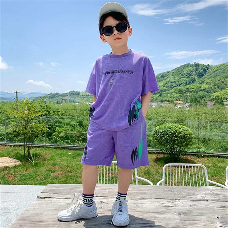 

Children's Summer Sport Sets Boys Fashion Solid Sportwear Short-Sleeved Shorts Sport Suit For Boys Kids Casual Clothes Outfits