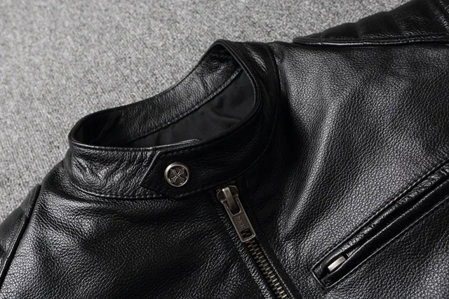 Motorcycle Riding First Layer Cowhide Leather Jacket Men's Stand-up Collar Youth Spring Autumn Large Size Jackets 6
