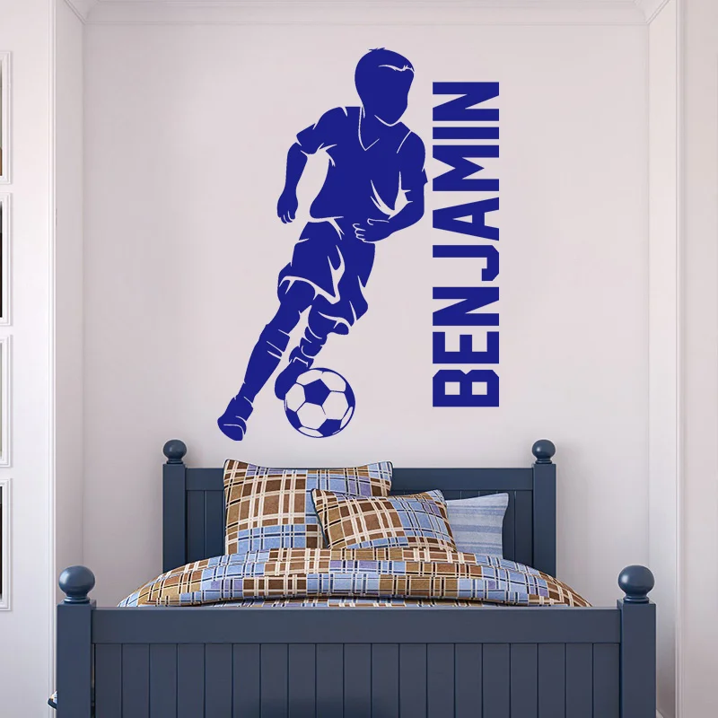 Autocollant Mural Football Personnalisable Avec Nom - Déco Vinyle, Neuf