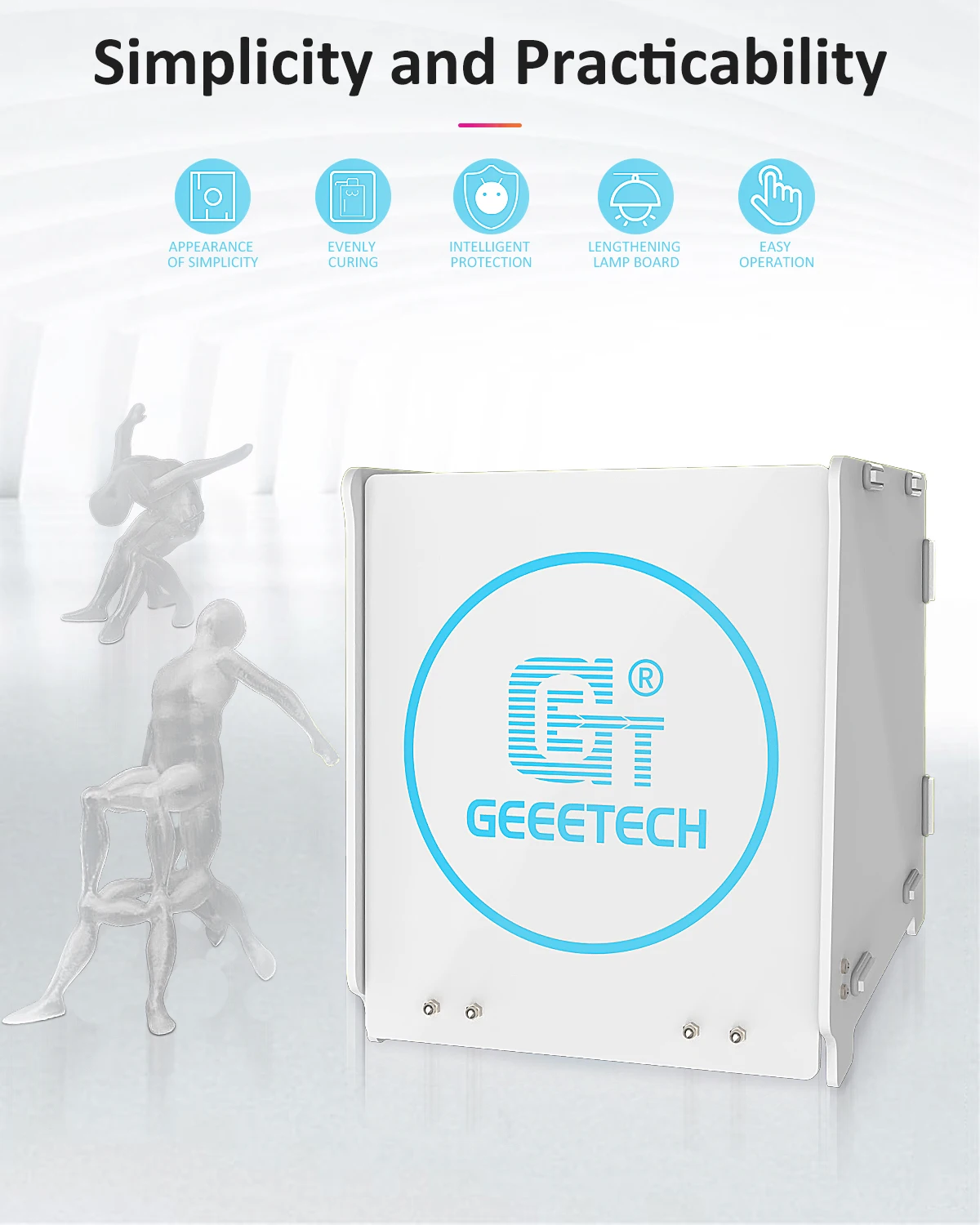 Geeetech Resina uv Que Cura a Caixa Estação Clara de Cura da Resina 405nm Plataforma Giratória de 360 ° para o Modelo uv da Impressora 3d de Sla Dlp Lcd Inteligente - Imagem 5