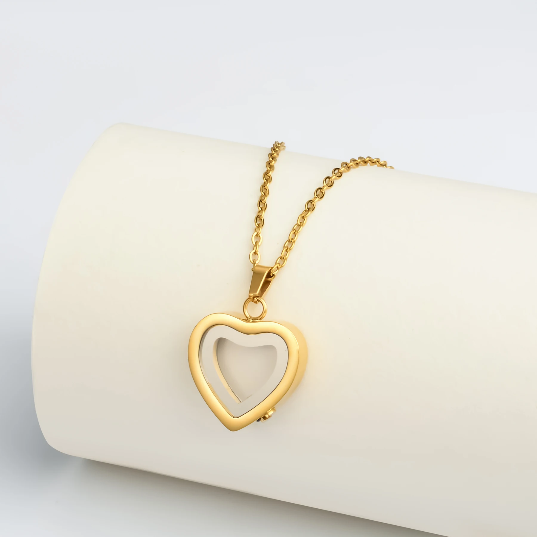 Glass Cremation Jewelry Necklace for Ashes Heart Memorial Lockets for Ashes Stainless Steel Keepsake Urn Ashes Pendants 4Colors 3