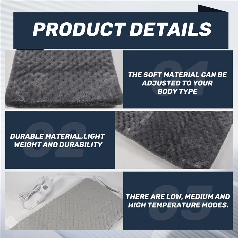 A13U Extra Large Electric Heating Pad For Back Pain And Cramps Relief 12X24 Inch -Soft Heat For Moist & Dry Therapy