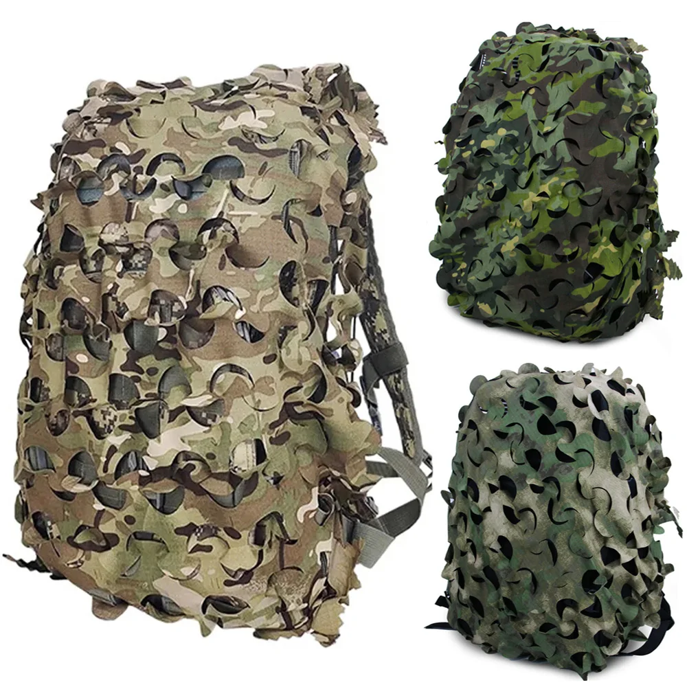 

Outdoor 3D Camo Net Backpack Cover 60L 80L Laser Cut Camouflage Hunting Backpack Cover Paintball Paratrooper Hunting Accessories