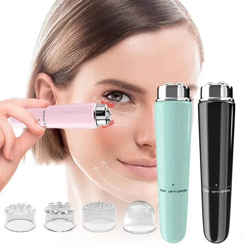 4 In 1 Electric Facial Massager Micro Vibration Eye Beauty Instrument For Relax Eye Dark Circles Eye Bags Wrinkles Puffiness electric eye massager high frequency vibration micro current led red light treatment anti aging black eye wrinkles care tool