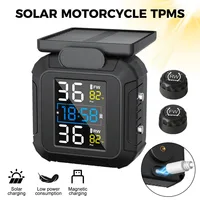 MT20 With Clock Motorcycle TPMS 2 Tyre Sensors Tire Pressure Monitoring System USB Solar Power Temperature Tester Alarm Digital