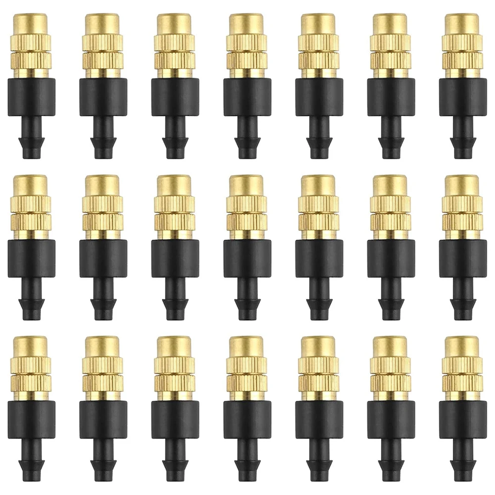 10pcs 4/7PVC Outdoor Misting Cooling System Garden Irrigation Watering 1/4'' Brass Atomizer Adjustable Garden Micro Sprinklers