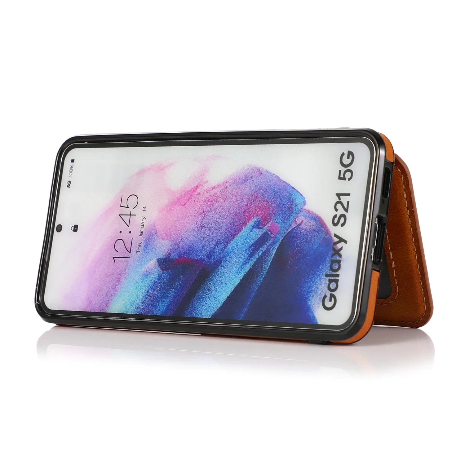 Leather Wallet Stand Case with Card Slots - Universal Fit