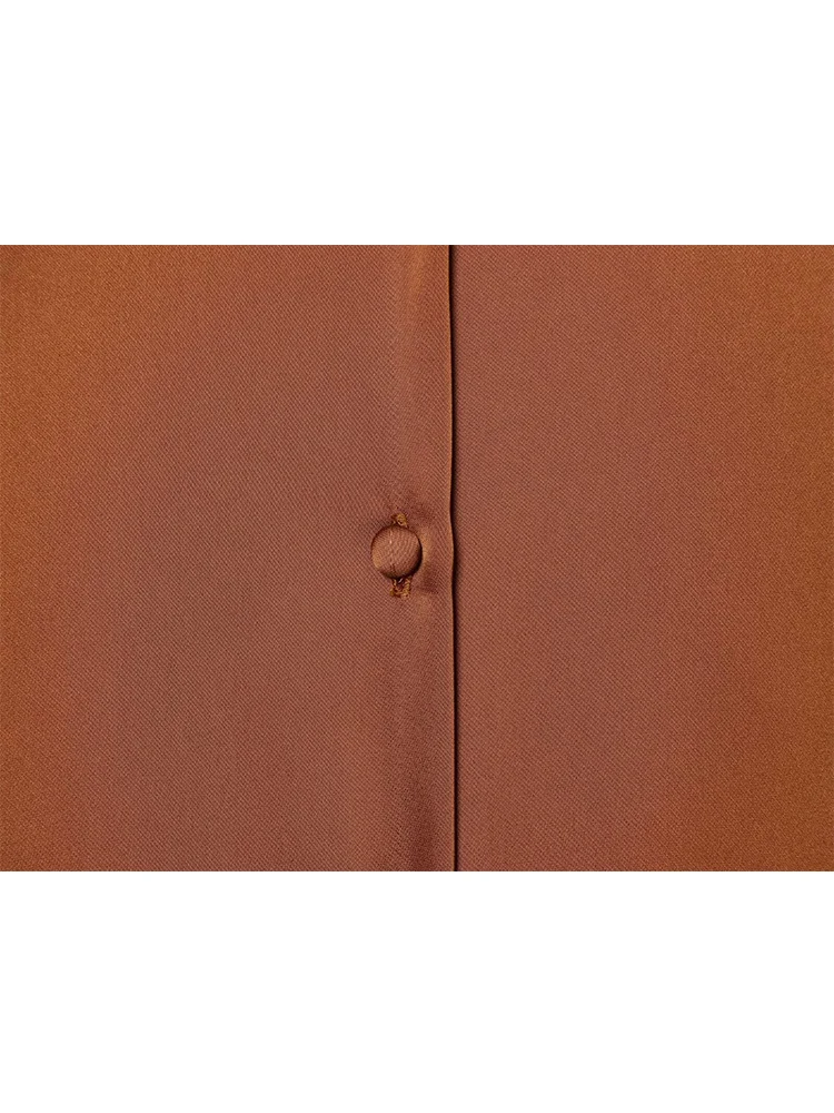 Elegant Women Satin Blouse Chic Feather Decoration Full Sleeve Turn-down Collar Single Breasted Shirt New Spring Fashion Tops