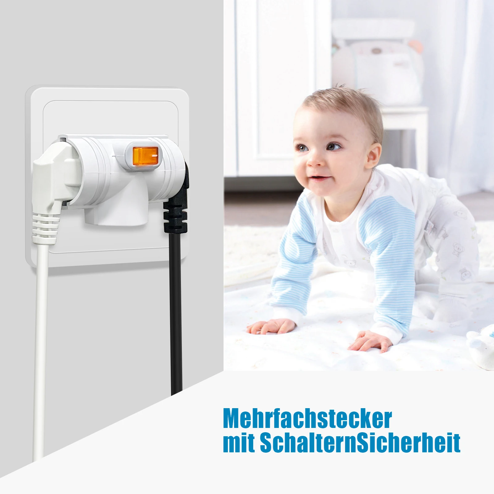 Eu Socket Adapter 3-in-1 On/Off 2-pin Expansion Socket Converter 250V/16A European German Standard