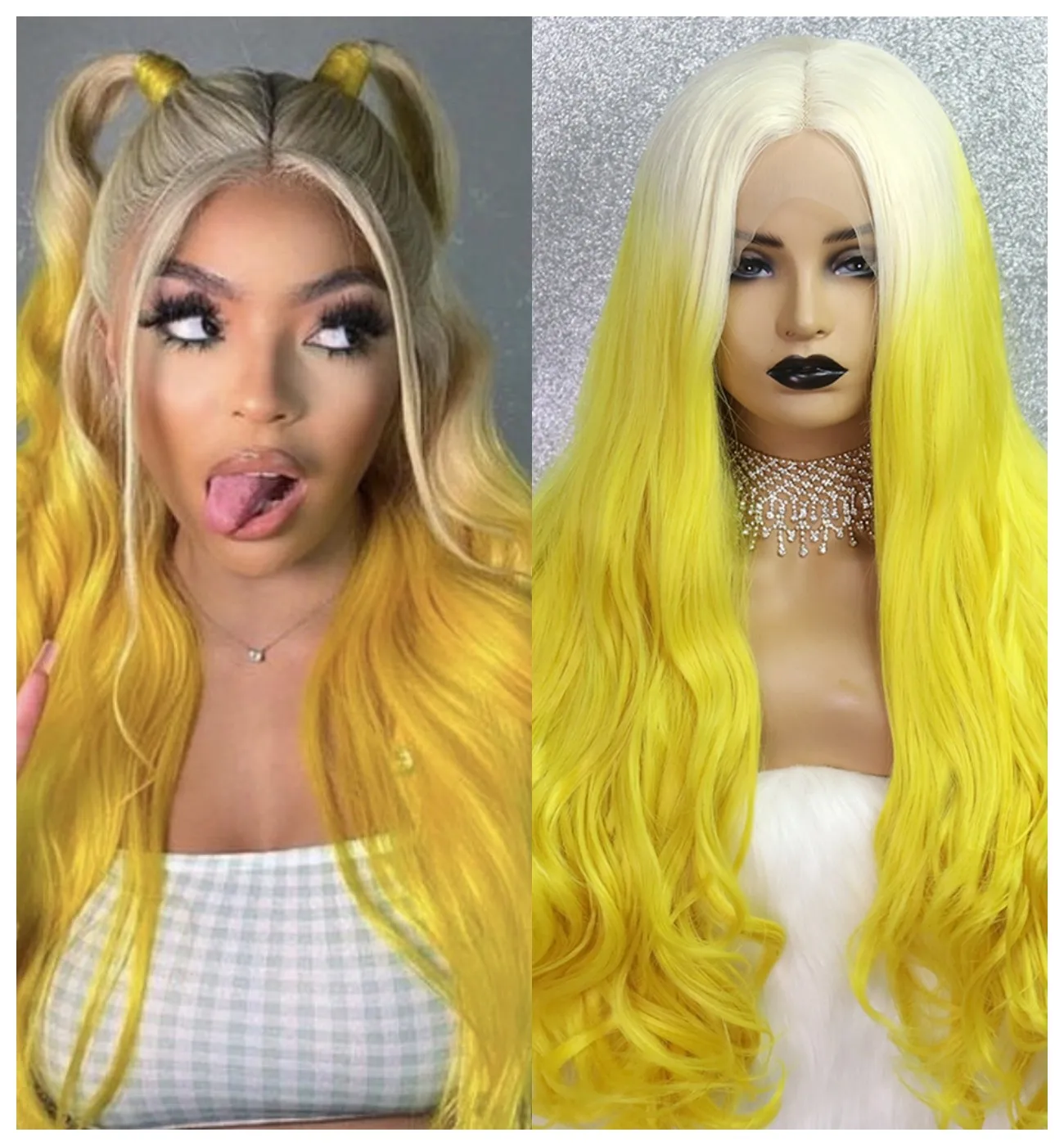 

Light Yellow Wig With Blonde Roots Synthetic 13x4 Lace Front Wig Heat Resistant Wavy Cosplay Wigs For Women 180% Oley Offer