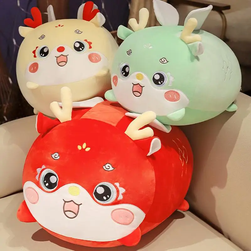 Dragon Plush Pillow Chinese New Year Zodiac Plush Figure Toys Mascot Plushies Doll Soft Pillow For Kids New Years Decoration