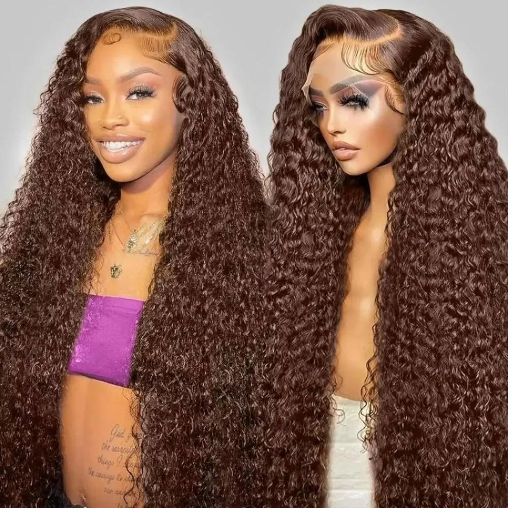 Chocolate Brown Kinky Curly Lace Front Wigs for Women 13x4 HD Lace Front Wigs Human Hair 250 Density Lace Front Wigs for Daily 2