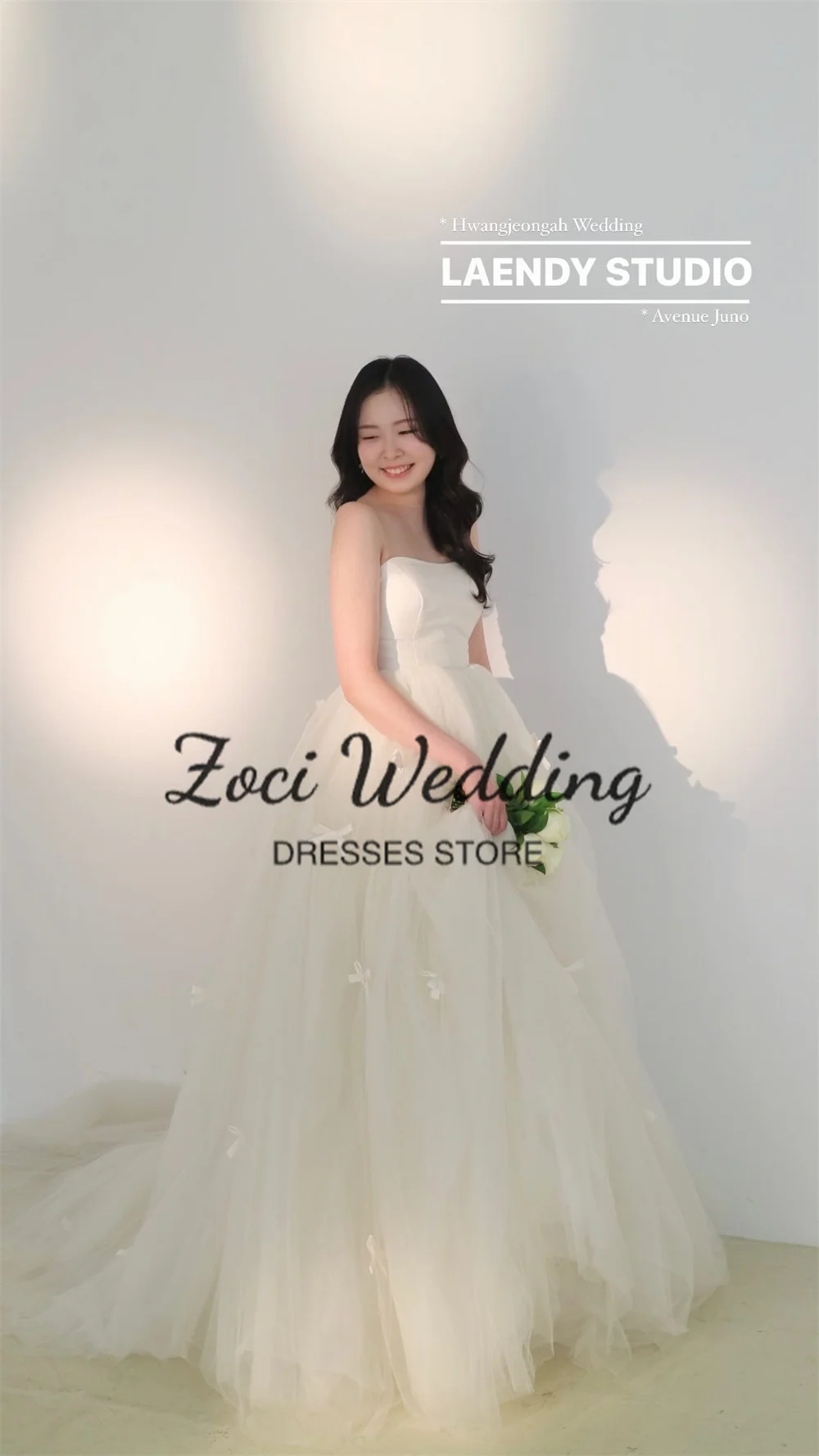 Zoci Elegant Sweetheart Korea A Line Wedding Dresses Photo Shoot Bow Ribbons Evening Dresses Customized Floor Length Bridal Gown 2