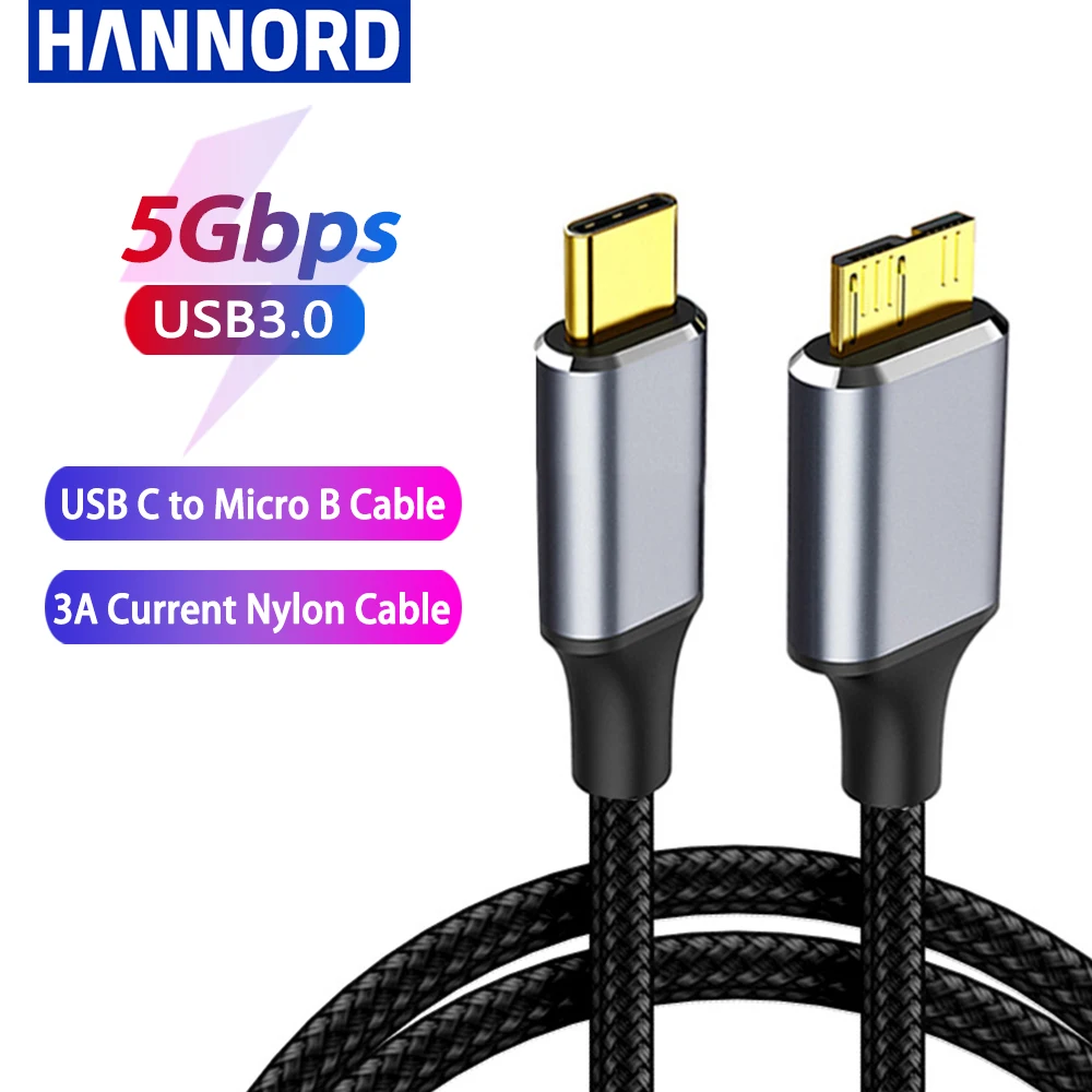 Кабель-переходник usb-c/Micro B 3,0, 5 гбит/с, 3 а, для быстрой зарядки внешних жестких дисков, компьютеров
