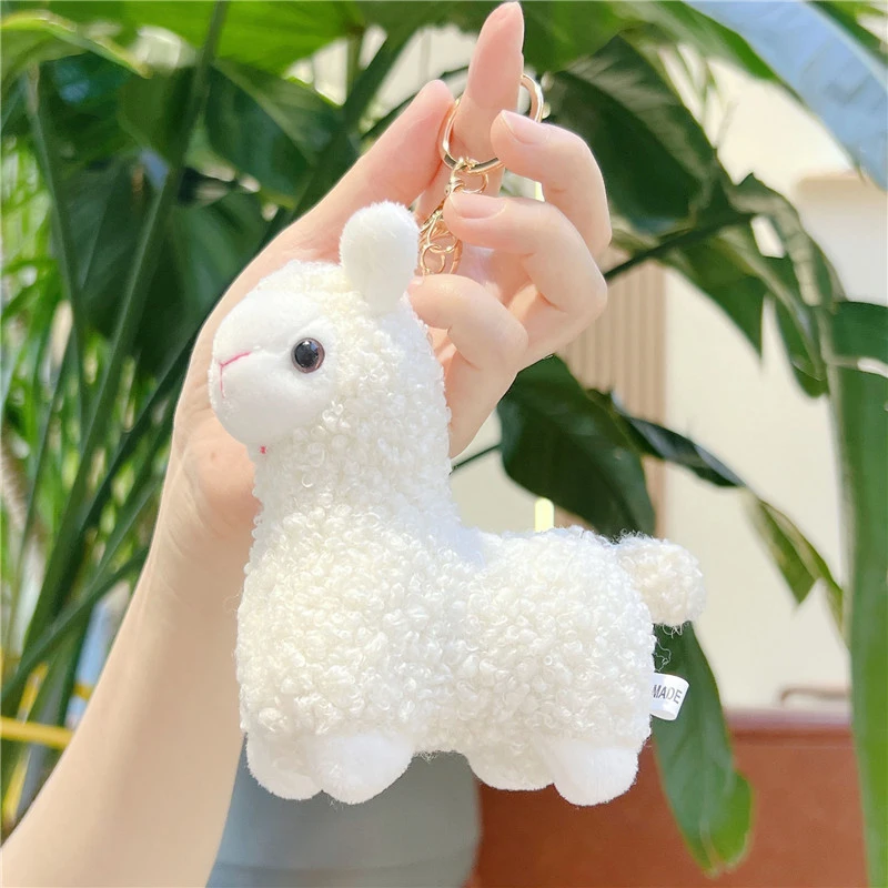 Keychains Alpaca Decorativo Pendente Animale Pendente Appeso Portachiavi Decorazioni Charms Per Borsa Borsa Borsa a Mano Zaino - Bianco