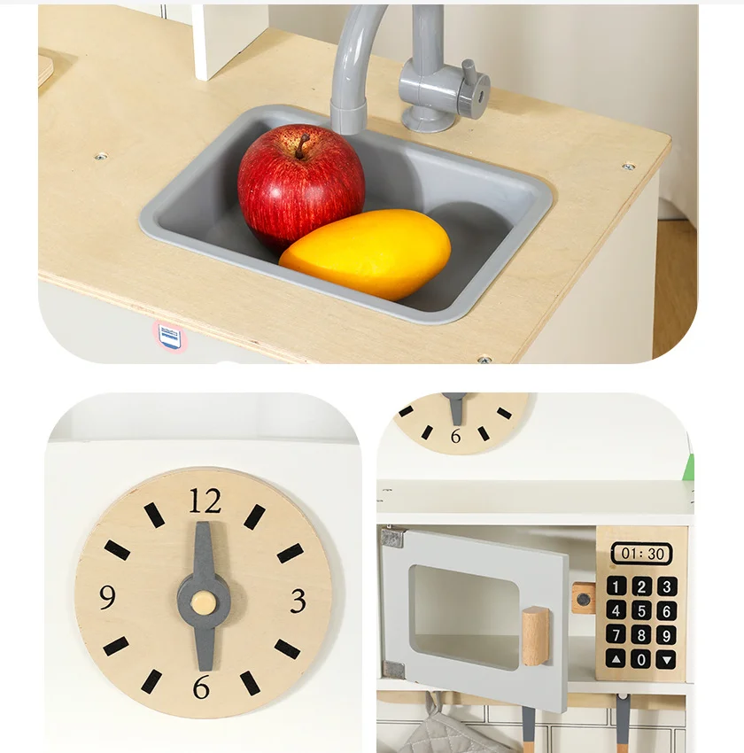 autism toys wooden toys montessori early education Playing house cooking dining kitchenware set cooking kitchen