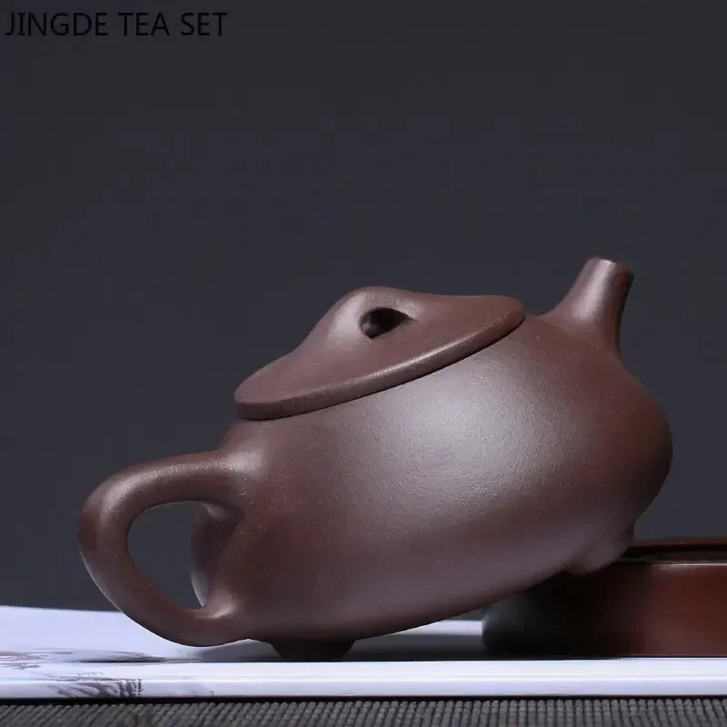 200ml Yixing Raw Ore Purple Sand Teapot Handmade Purple Mud Ball Hole Filter Kettle Zisha Beauty Stone Scoop Pot Home Tea Sets