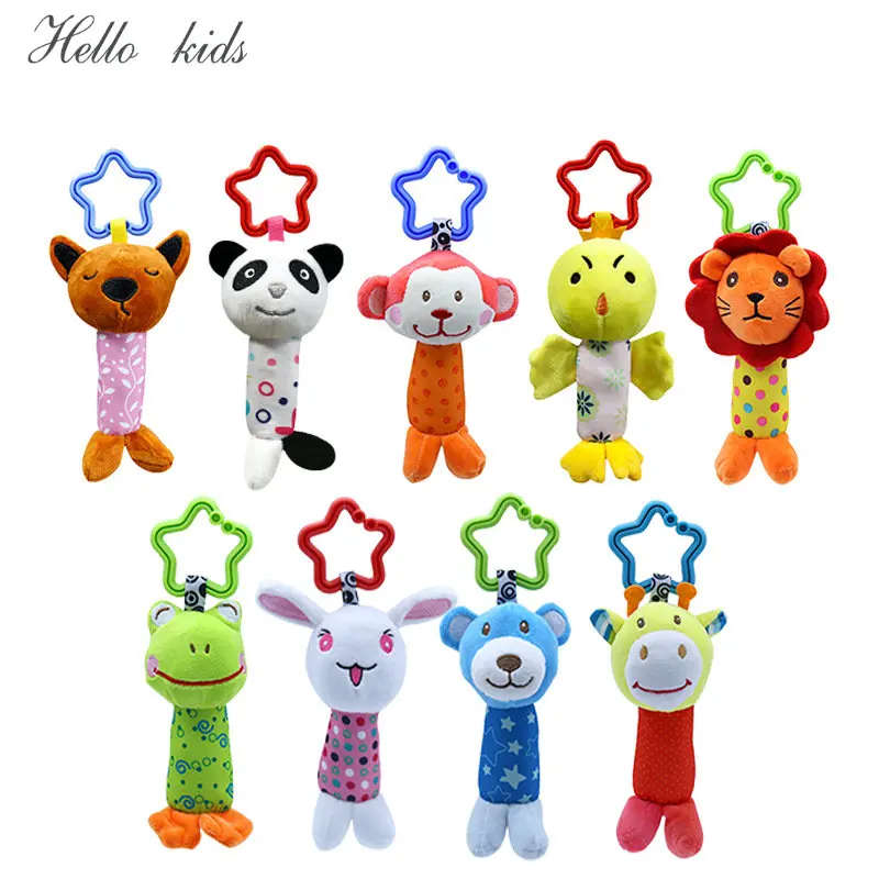 

Baby Rattle Toys Kids Tinkle Hand Bell Plush Stroller Hanging Stuffed Animal Rattles Multi-functional Infant Sound Toy Kid Gifts