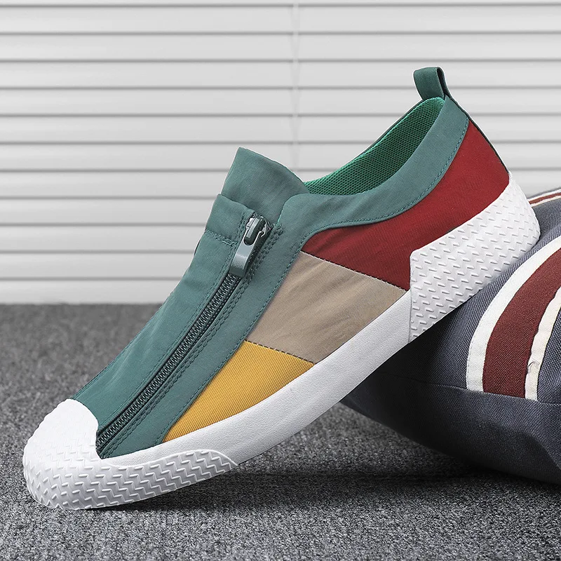 

Breathable mesh mens casual shoes Lace-up lightweight outdoor comfortable shoes Men's shoes color matching novel canvas shoes