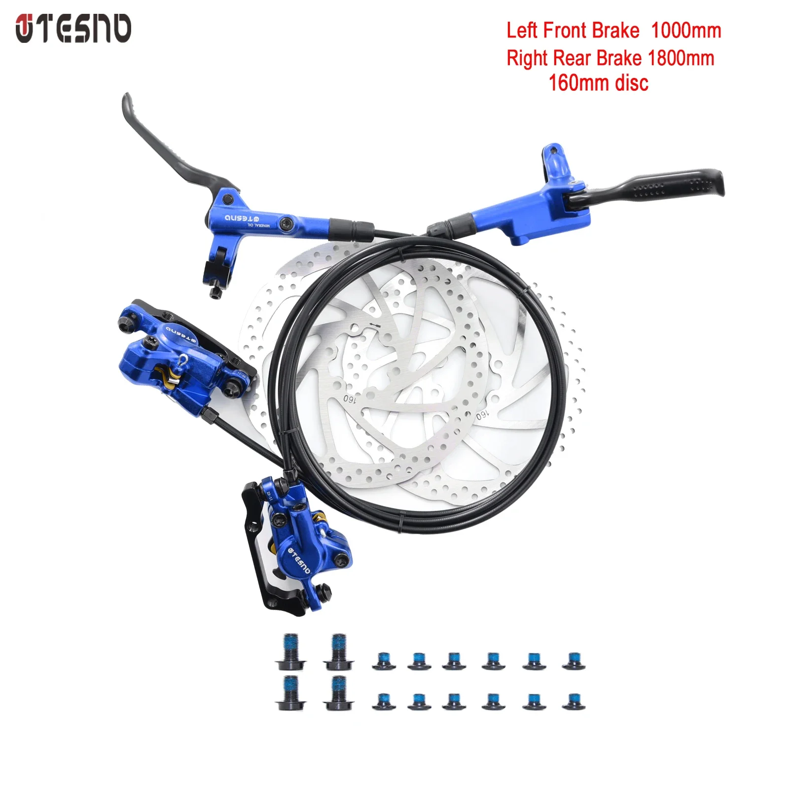 Description Picture 2 of itemTESNO Bike Hydraulic Disc Brake 2 Piston MTB Parts Bicycle Accessories 160mm Rotor Caliper Front Rear 1000mm1800mm Oil Brake Set