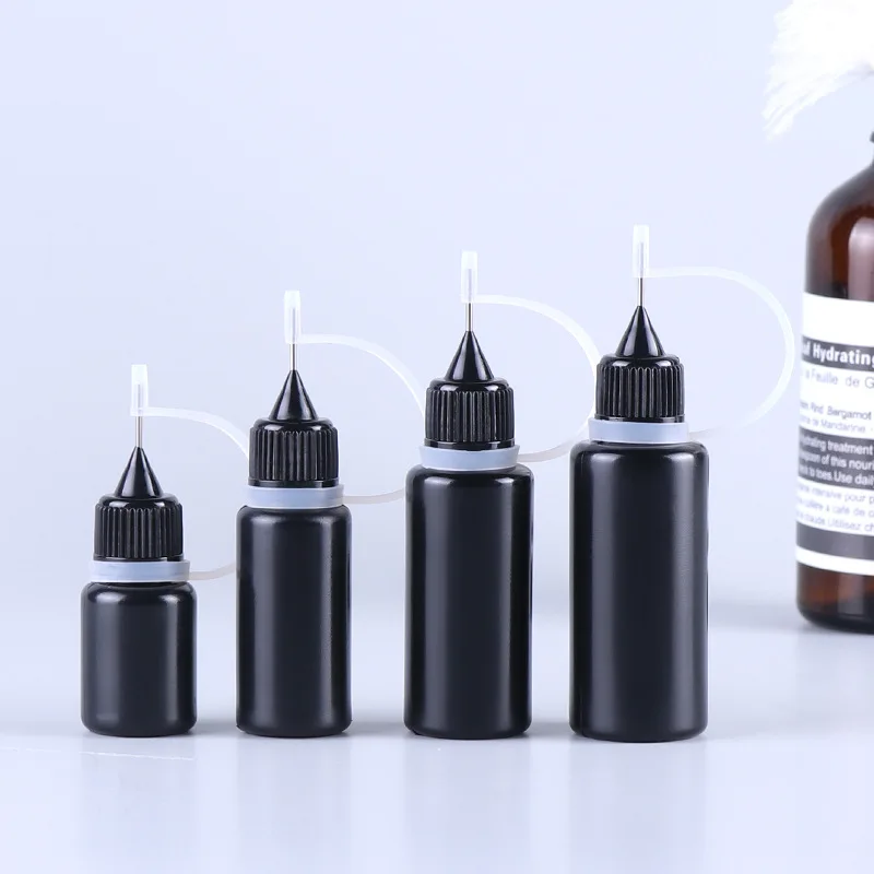 5pcs Squeeze Empty Black PE Dropper Bottles With Needle Caps Plastic Bottle E Liquid Vial  Plastic Container