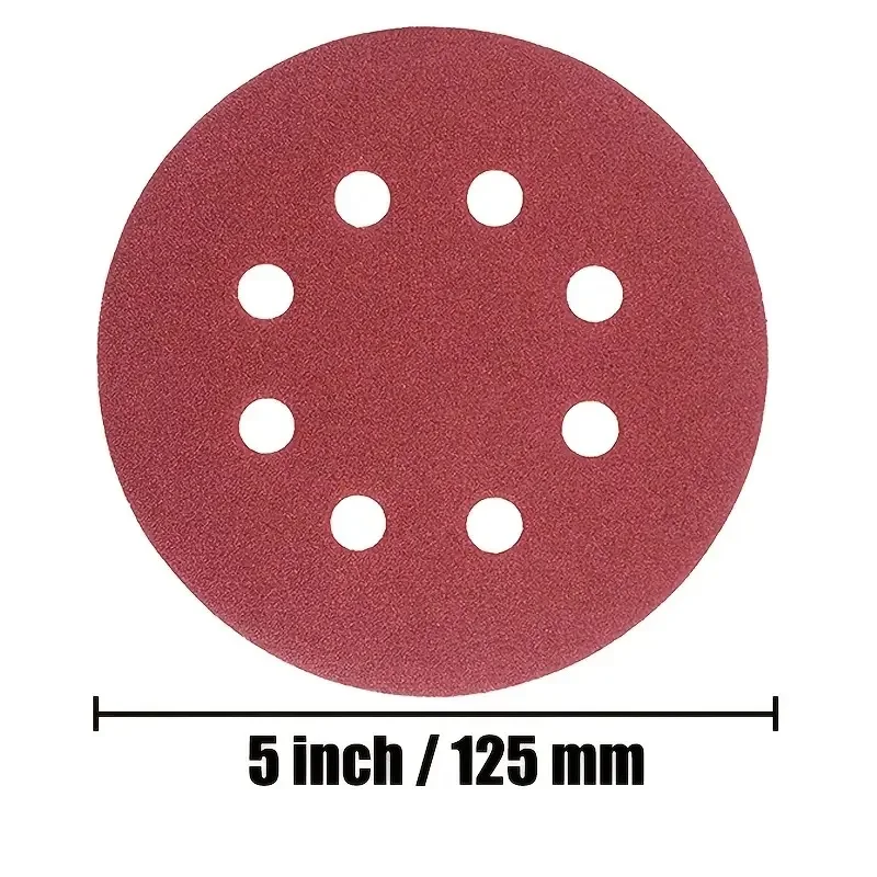 50pcs 5 Inch 8 Hole Hook And Loop Sanding Discs 60 120 180 240 400 Grits Sand Paper For Random Orbital Sander sanding disc