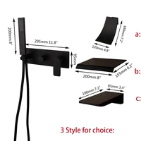 KEMAIDI Matte Black Bathtub Shower Faucets Set Soild Brass Hot & Cold Mixer Crane Bathroom Taps With Handheld Shower Head 2