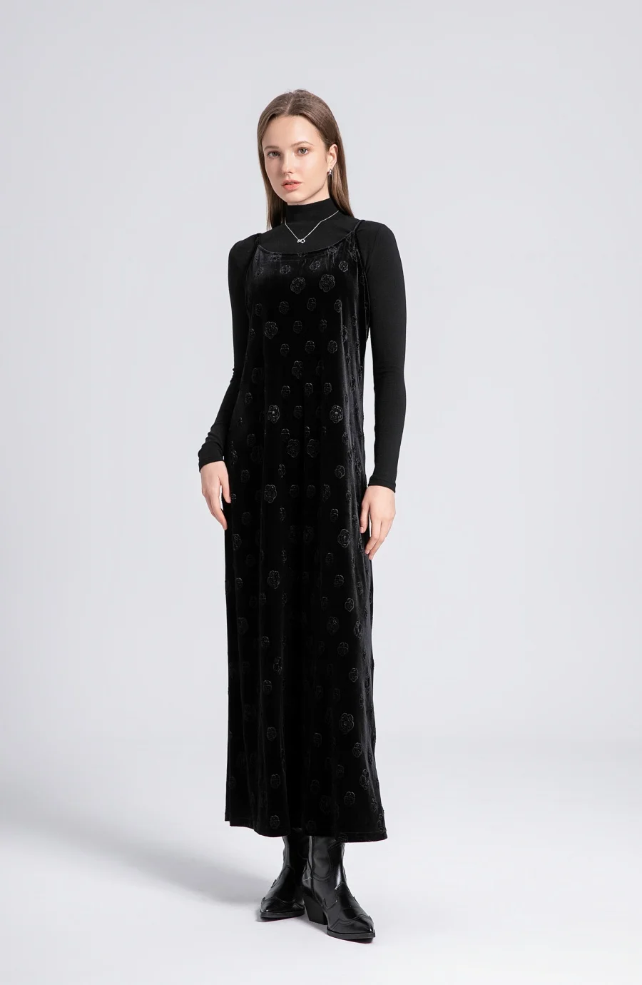 Velvet Womens Dress Set - Adjustable Strap Dress Basic Tops  Cardigan