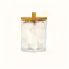 Bamboo-Lid Cotton Swab Holder - Versatile Plastic Storage Box for Makeup, Dental Floss & More 3