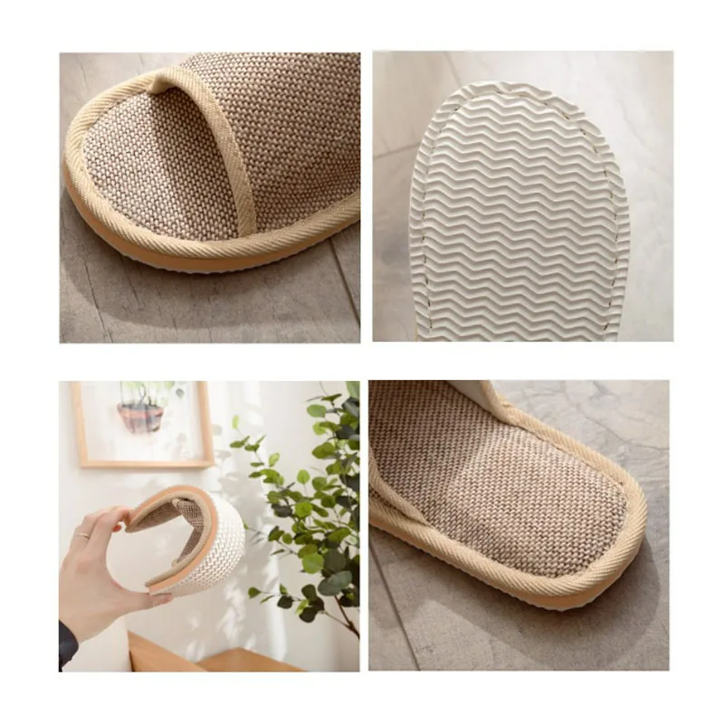 남녀공용 리넨 신발, 실내 바닥 신발, 음소거 슬리퍼, 샌들 슬리퍼, 판투플 옴므, 여름 신상