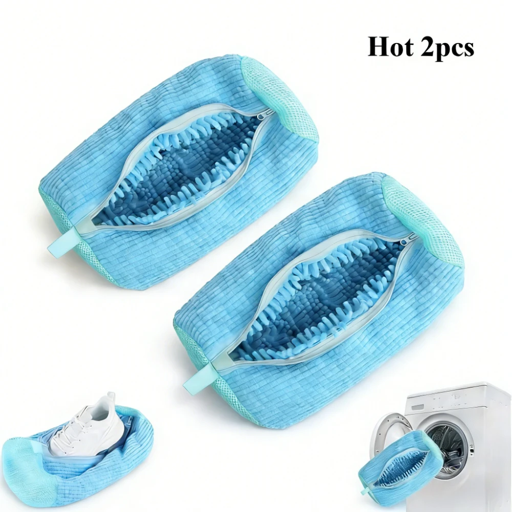 2/1PCS Shoe Washing Bag Washing Machine Laundry Bags with Zipper Closure Shoes Cleaning Bags Shoes Laundry Fluffy Fibers Sneaker