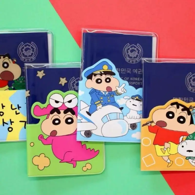 

Новинка Crayon Shin Chan Kawaii Аниме ПВХ прозрачный держатель для паспорта для путешествий пневматический билет для документов портативная фотообложка