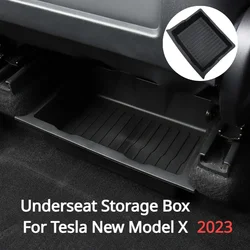 For Tesla New Model X 2023 Underseat Storage Box Car Seat Drawer Hidden Storage Box Tissue for ModelX Car Interior Accessories