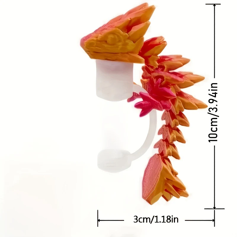 Dragon-Shaped Straw Caps, Suitable for 30 And 40-Ounce Straw Cups, Silicone Straw Tops Covered, Featuring 3D Printed Dragons