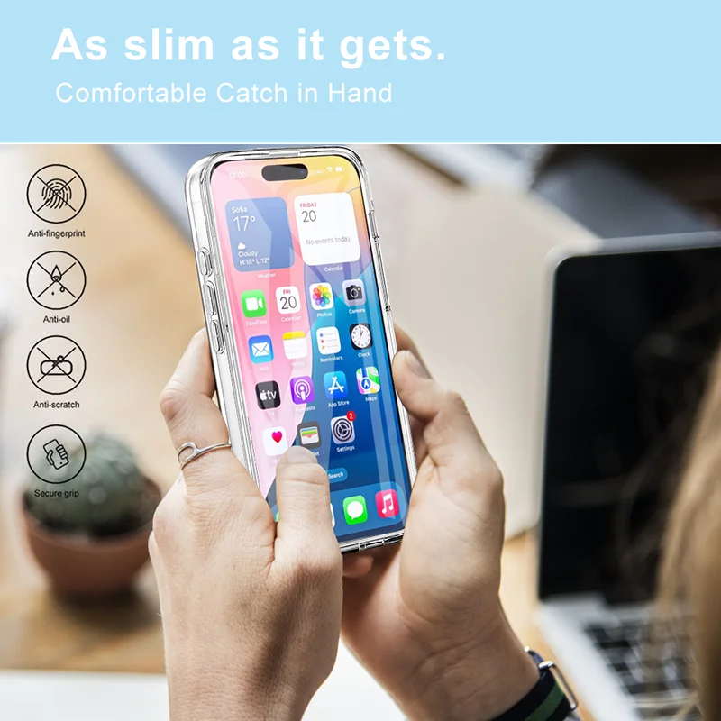 Crystal Clear Dual-Sided Shockproof Phone Case with Enhanced Protection