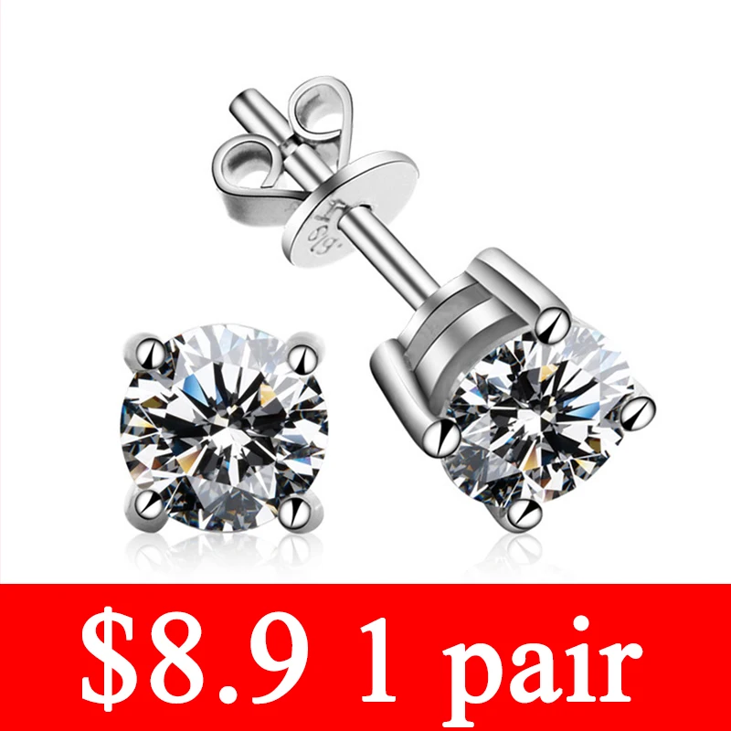 GRA Moissanite Stud Earrings Lab Diamond s925 Sterling Silver Earring
