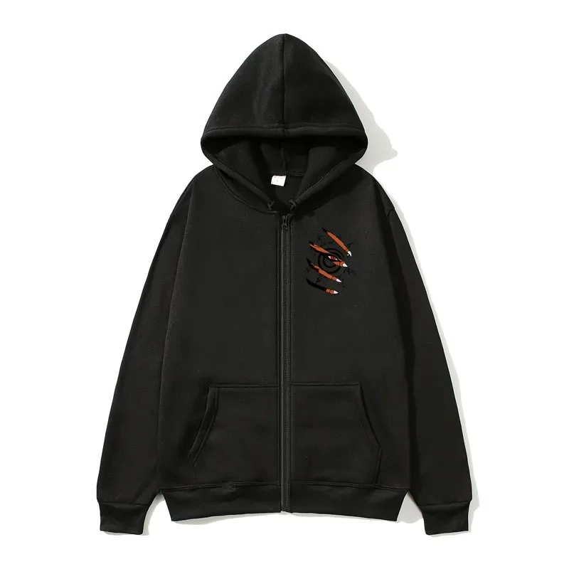 Sudadera con capucha de manga larga con cremallera para mujer, suéter con estampado de Kurama, ropa de moda de gran tamaño