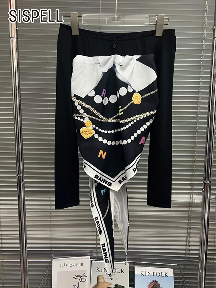 

SISPELL Colorblock Printing Strapless Tops Slash Neck Sleeveless Off Shoulder Patchwork Casual Vests Female Fashion Clothing New