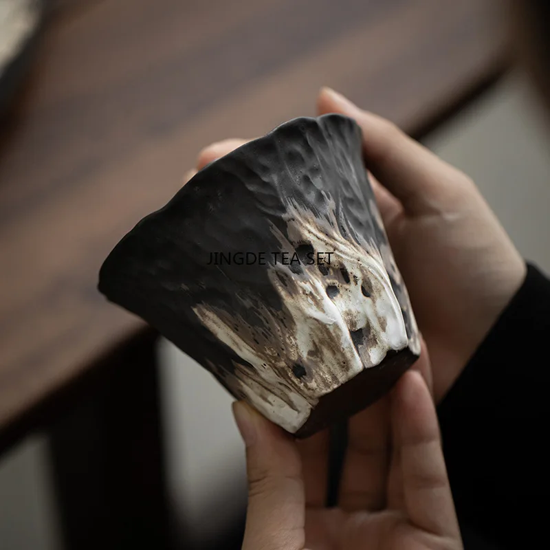 200ml Ceramic Handmade Embossed Lotus Teapot Coarse Ceramic Cover Bowl Kung Fu Tea Set Gift