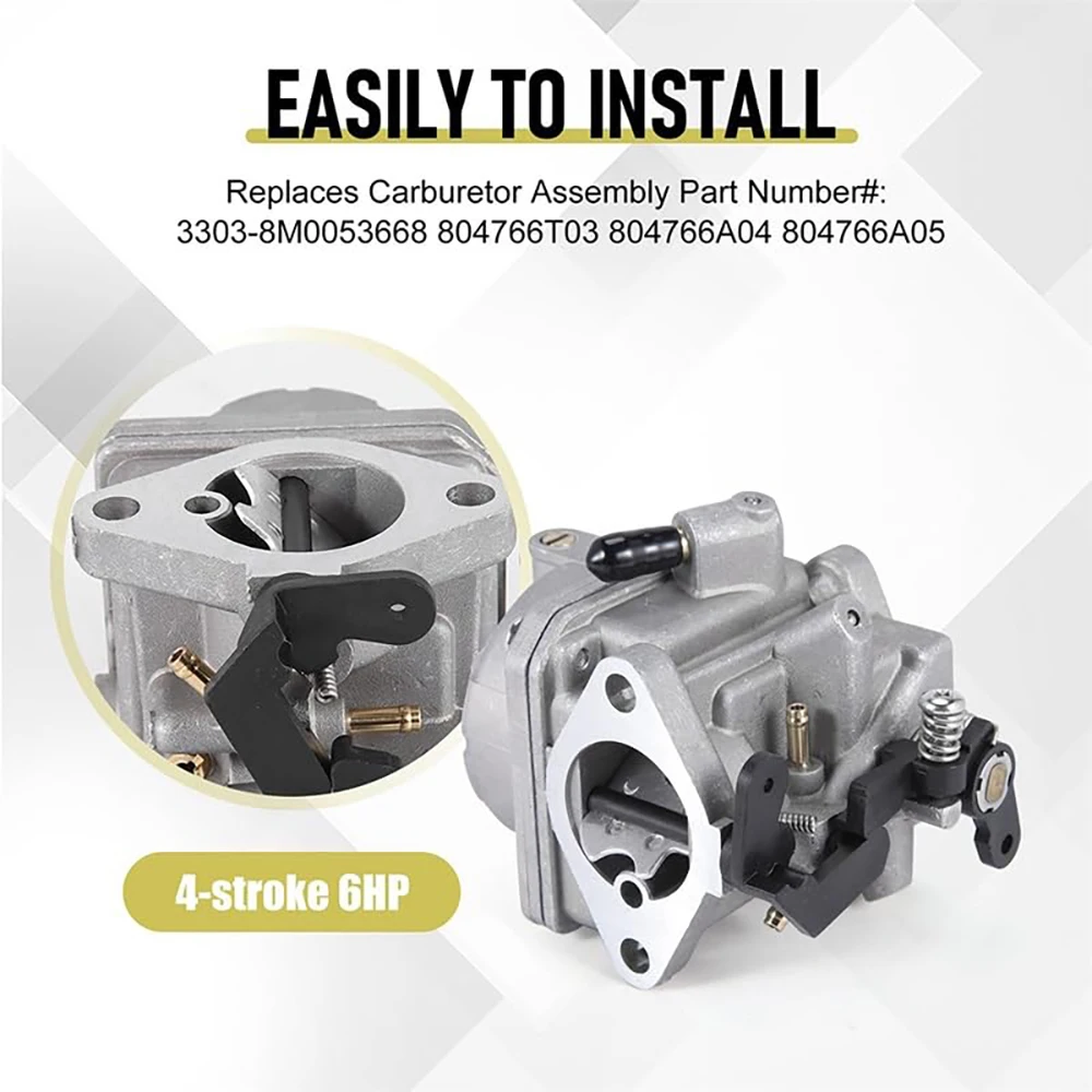 3303-8M0053668 Carburetor Carb Assy For Mercury Mercruiser Quicksilver Outboard Motor 4 Stroke 6HP Boat Engine