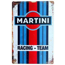 Vintage Martini Racing Team Tin Sign - Garage & Man Cave Wall Art Decor - 40x30cm (Aluminum sign)