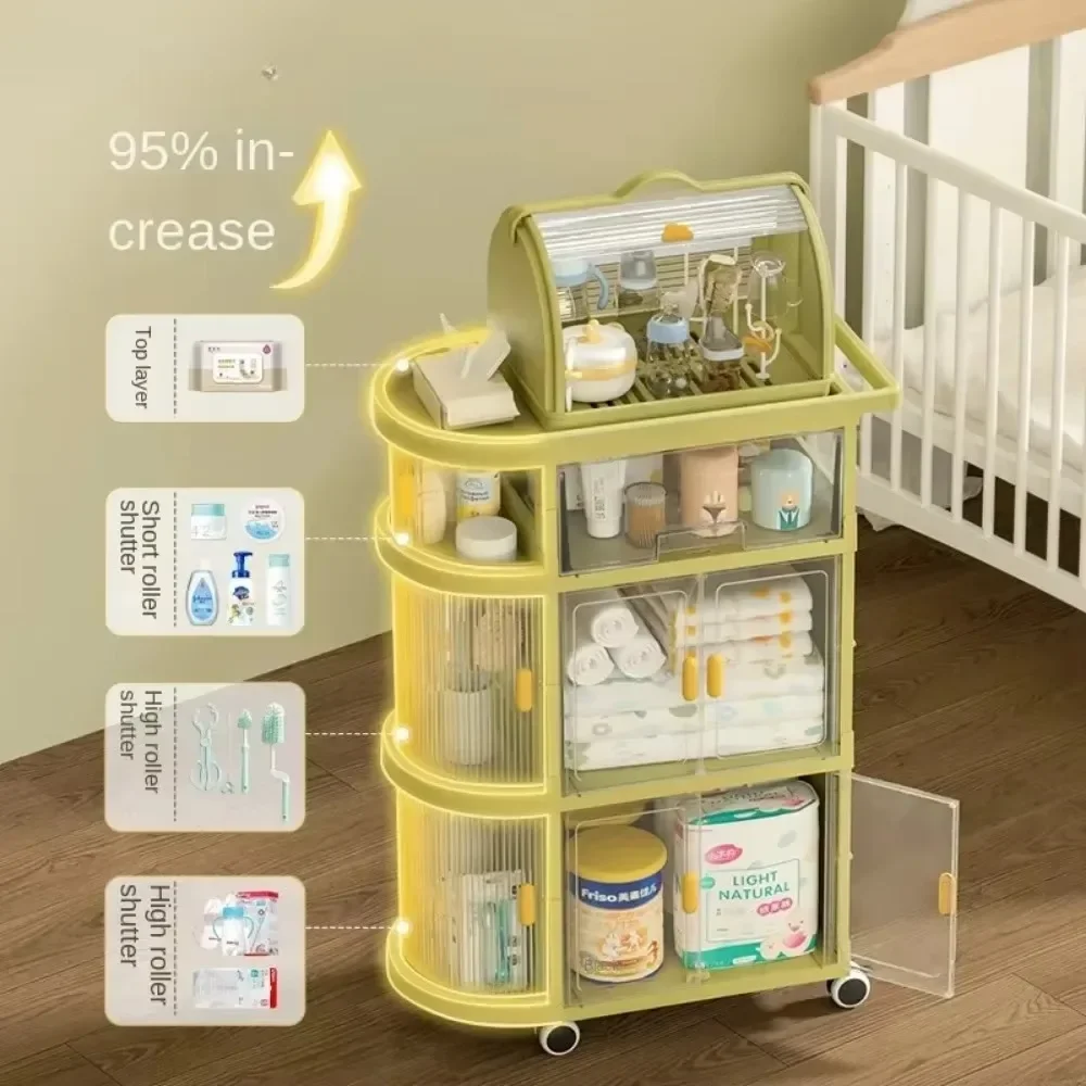 Folding Trolley Rack Children's Products Snack Toys Sundries Storage Rack Kitchen Living Room Mobile Multi-Layer Organizer Shelf