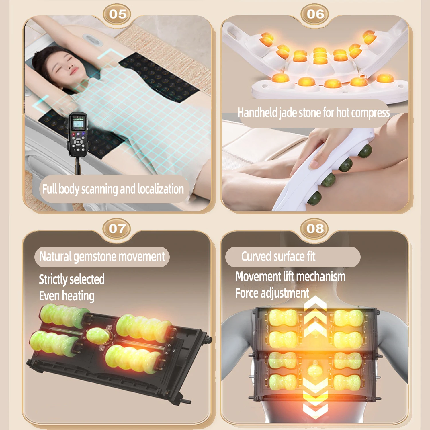 Heated Jade Stone Rolling Massage Bed 3