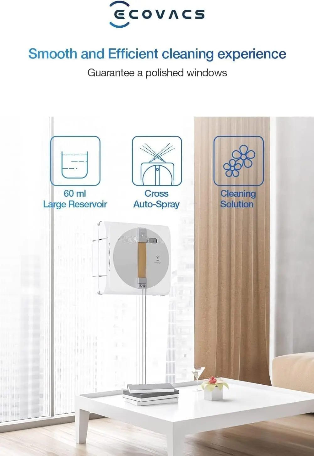 Winbot W1 Pro Window Cleaning Robot, Intelligent Cleaning with Dual Cross Water Spray Technology, Win SLAM 3.0 Path Plan 3